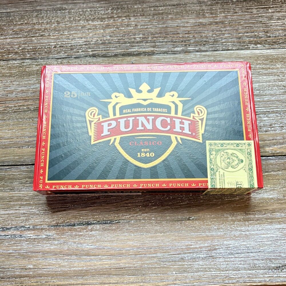 Punch Clasico Empty Wood Cigar Box 9.5" x 5.75" x 1.75" Collectible Storage